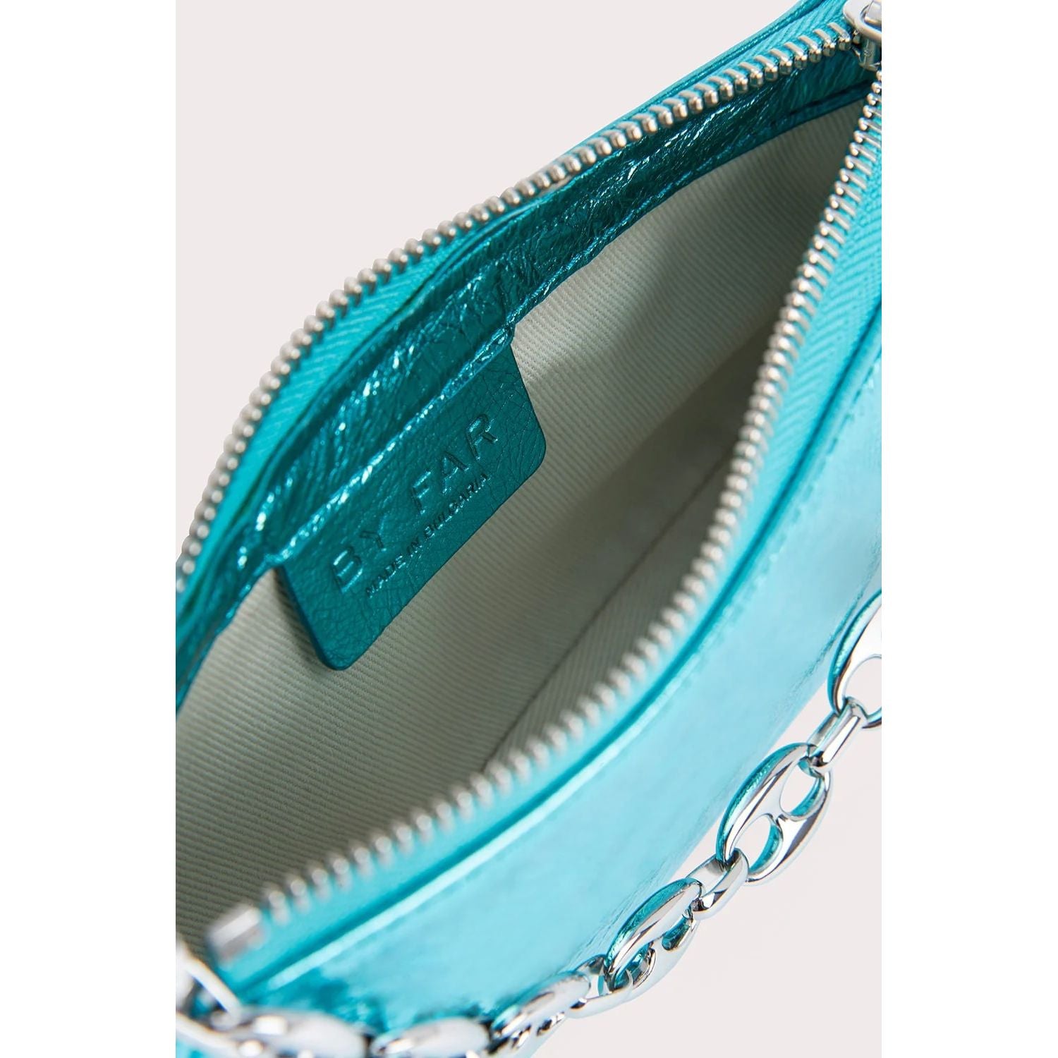 BY FAR MINI RACHEL AQUAMARINE METALLIC LEATHER Yooto