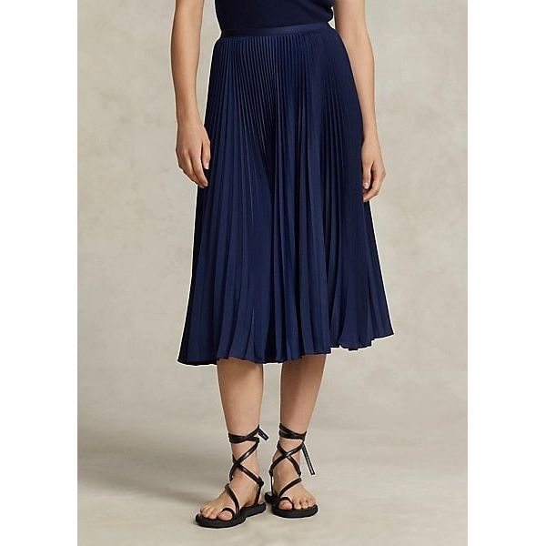 Pleated georgette hotsell dress ralph lauren