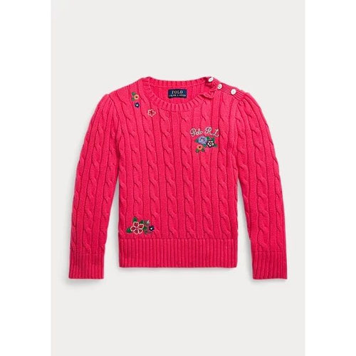 Load image into Gallery viewer, POLO RALPH LAUREN FLORAL CABLE-KNIT COTTON JUMPER - Yooto
