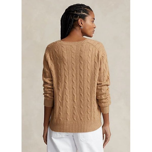 Load image into Gallery viewer, POLO RALPH LAUREN CABLE-KNIT CASHMERE V-NECK JUMPER - Yooto
