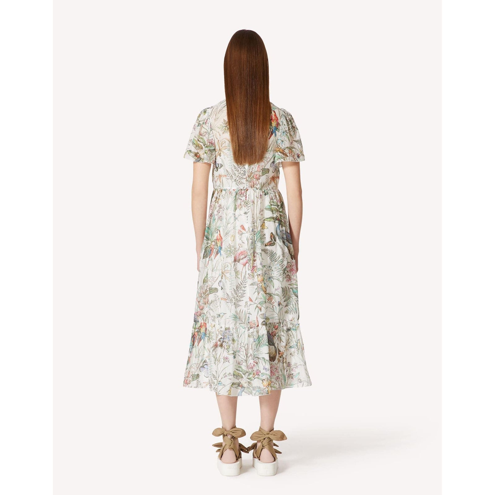 RED VALENTINO MUSLIN DRESS WITH EDEN JUNGLE PRINT - Yooto