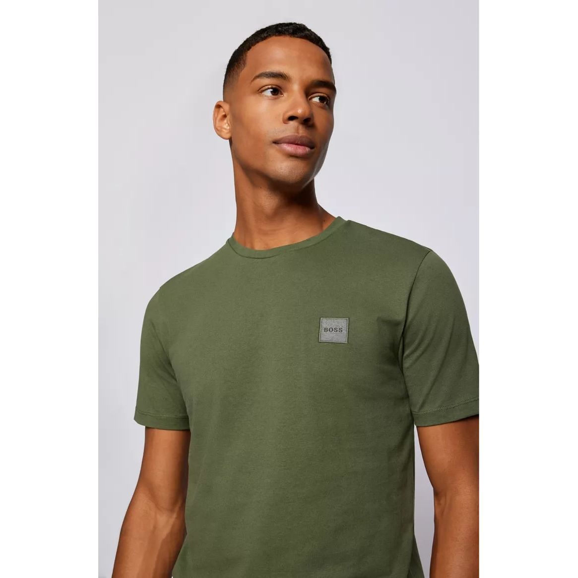 BOSS CREW-NECK T-SHIRT IN ORGANIC COTTON WITH LOGO PATCH - Yooto