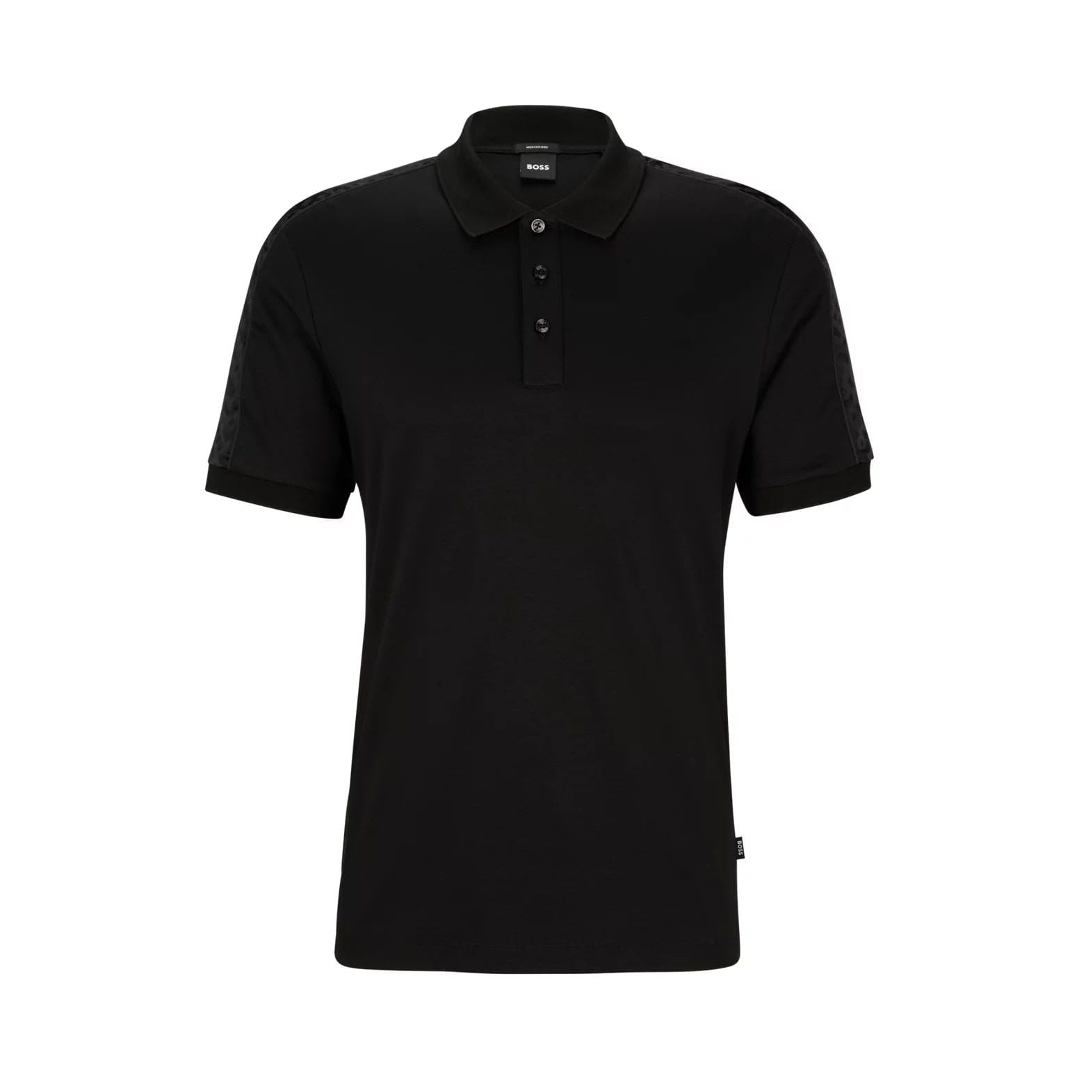 BOSS MERCERISED-COTTON POLO SHIRT WITH MONOGRAM-JACQUARD TRIM - Yooto