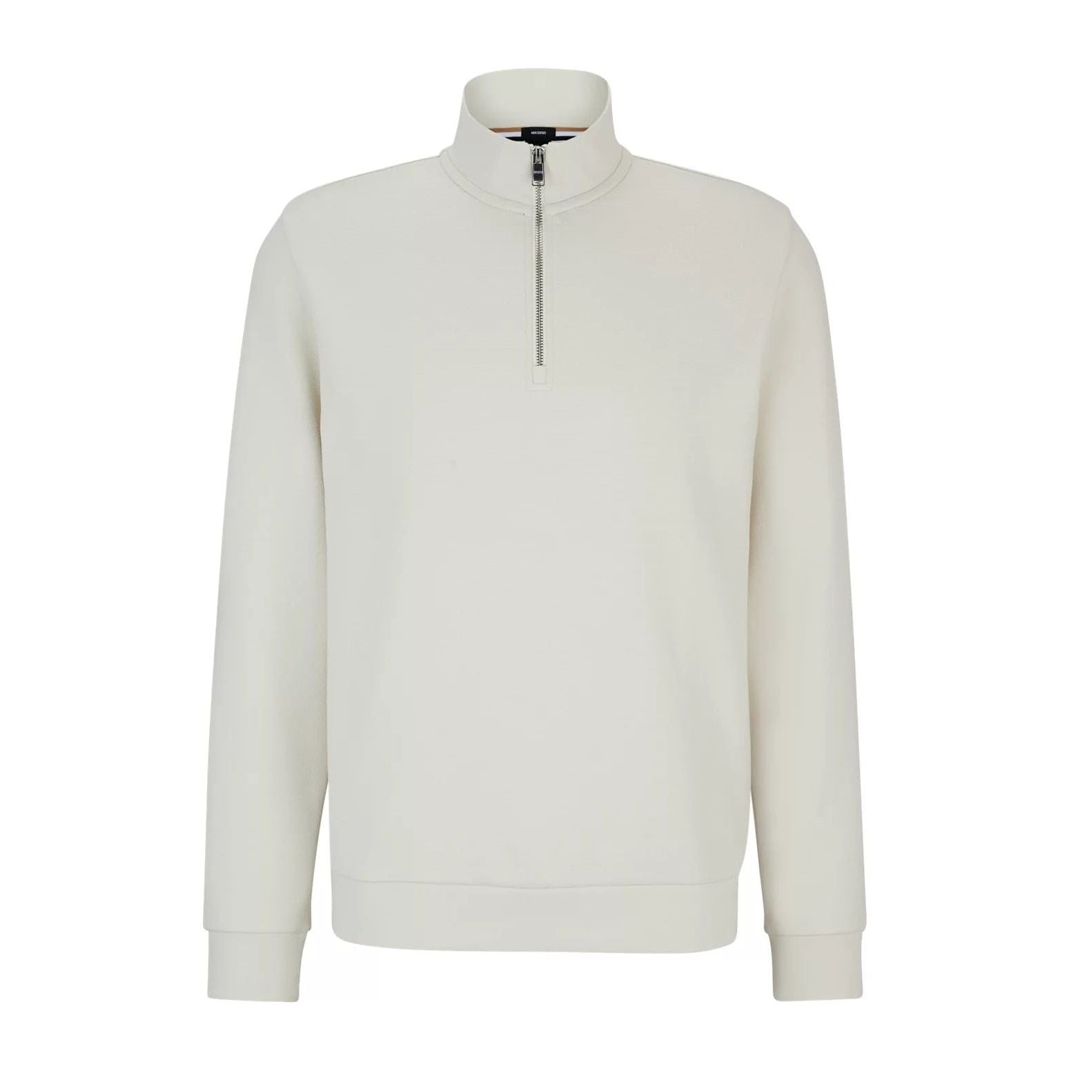 BOSS ZIP-NECK SWEATSHIRT IN MERCERIZED COTTON JACQUARD - Yooto