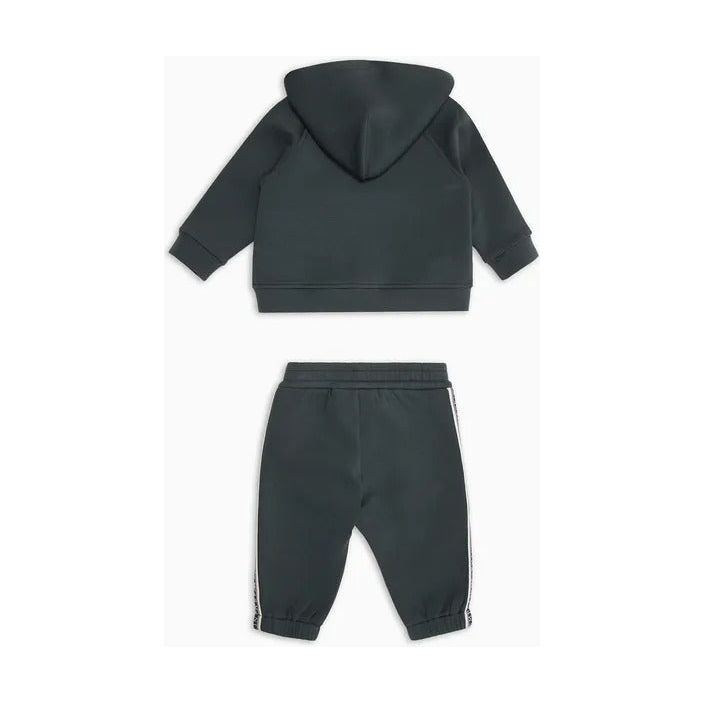 EMPORIO ARMANI KIDS DOUBLE-JERSEY TRACKSUIT FEATURING A HOODED SWEATSHIRT WITH ZIP AND LOGO TAPE - Yooto