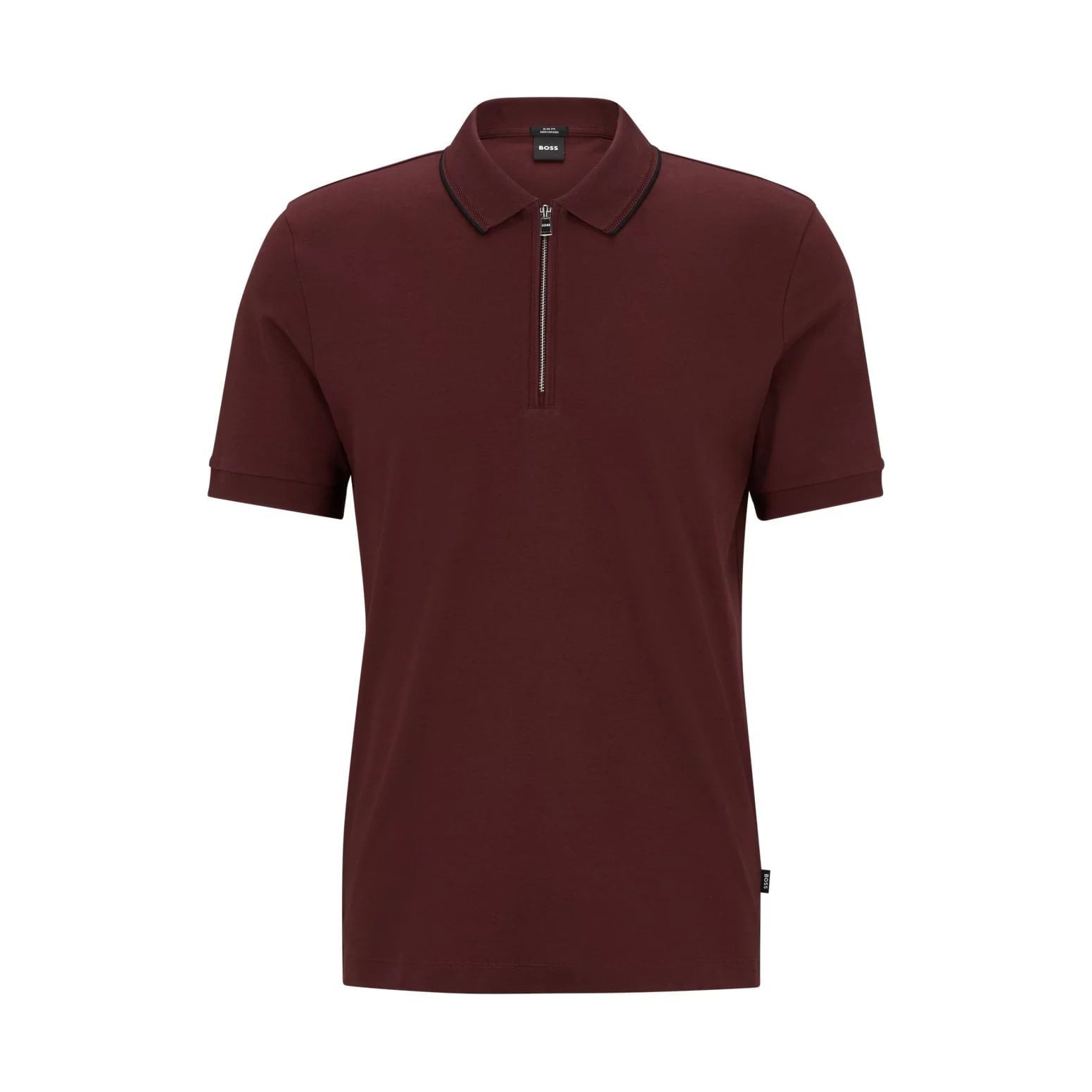 BOSS ZIP-NECK SLIM-FIT POLO SHIRT IN INTERLOCK COTTON - Yooto