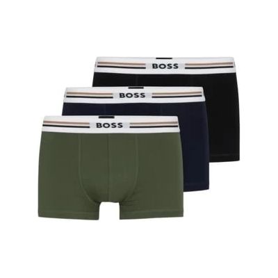 BOSS SOFT AND ELASTIC SHORT BOXERS WITH ELASTICATED WAIST WITH LOGO IN A PACK OF THREE - Yooto