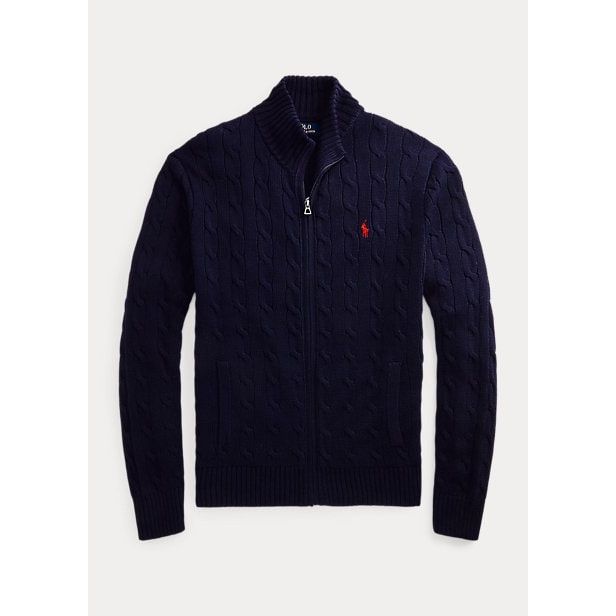 Polo Ralph Lauren Cable-Knit Cotton Full-Zip Sweater - Yooto