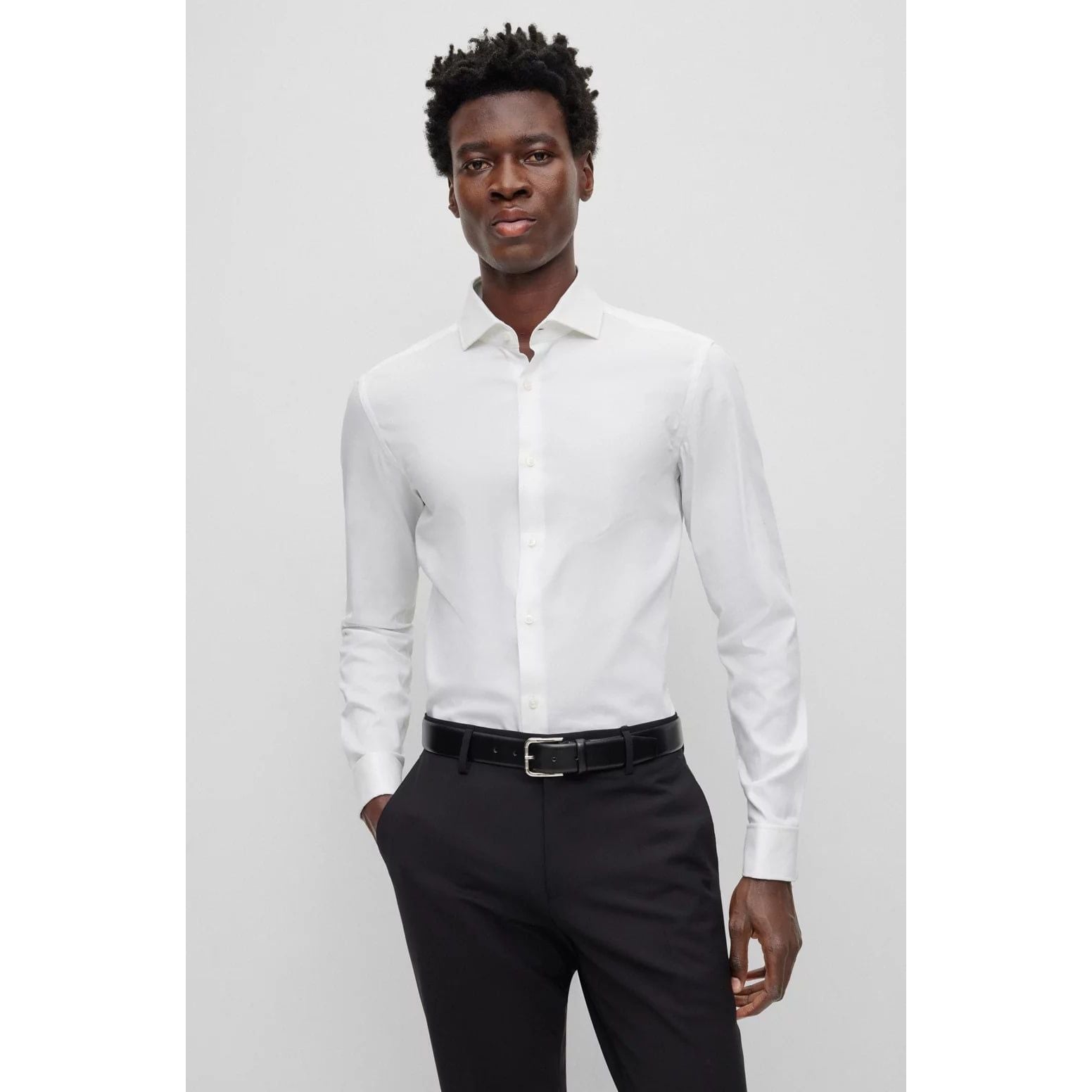 BOSS SLIM-FIT SHIRT IN STRUCTURED STRETCH COTTON - Yooto