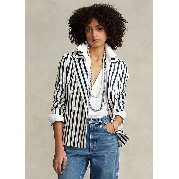 Polo Ralph Lauren Striped Double-Breasted Blazer - Yooto