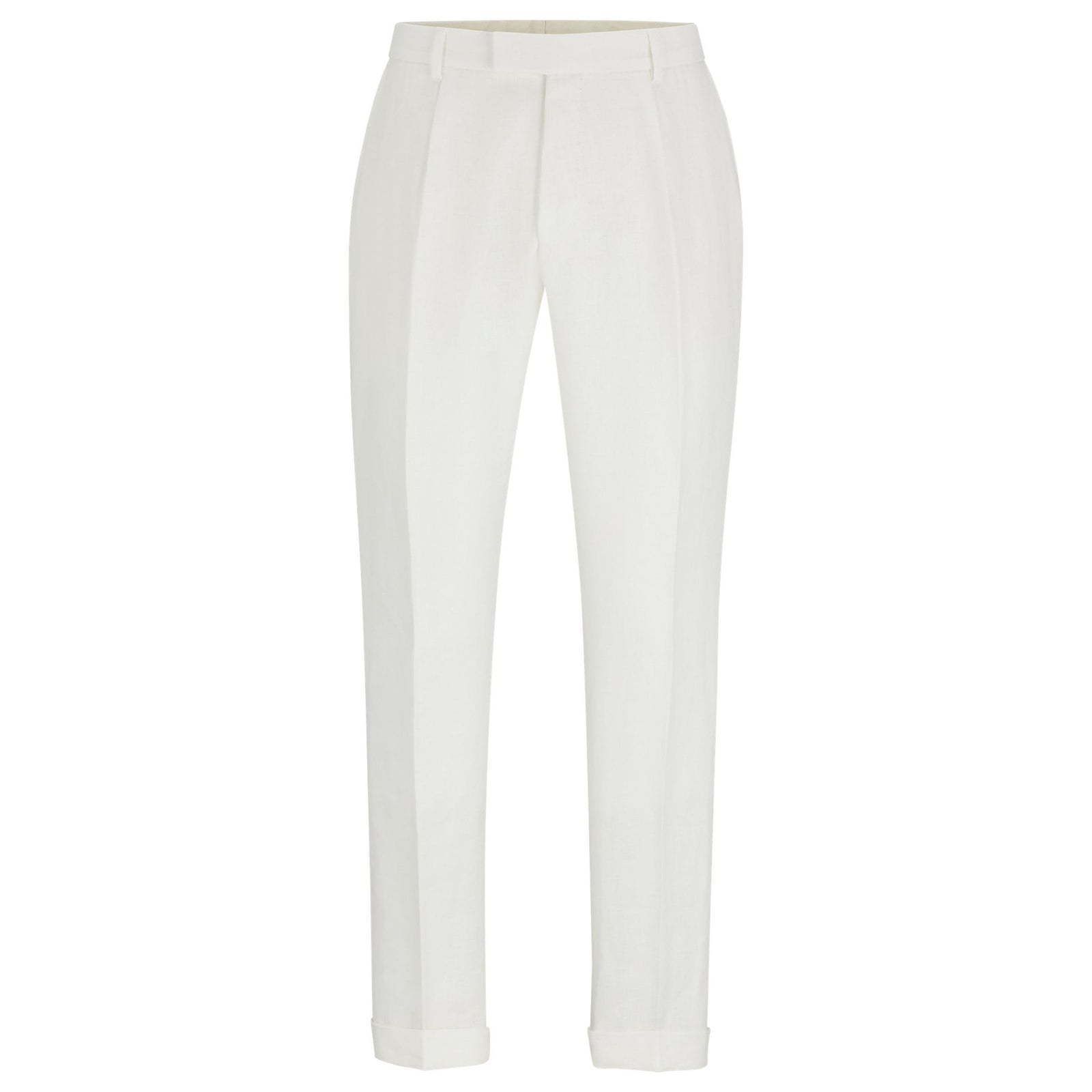 BOSS RELAXED-FIT TROUSERS IN MICRO-PATTERNED LINEN - Yooto
