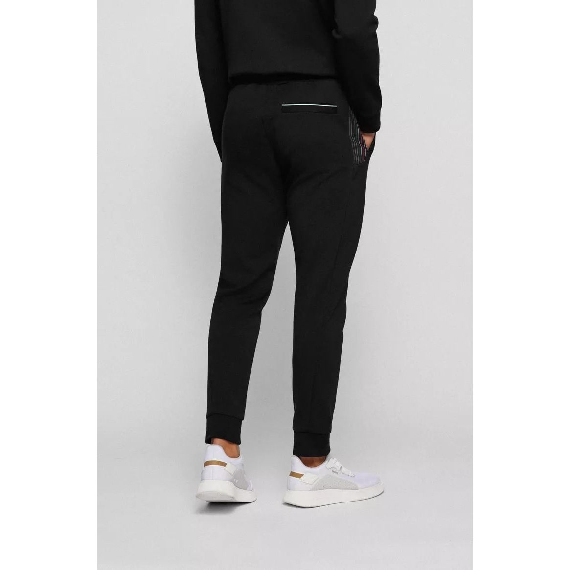 BOSS COTTON-BLEND TRACKSUIT BOTTOMS WITH MULTI-COLOURED STRIPE DETAILS - Yooto