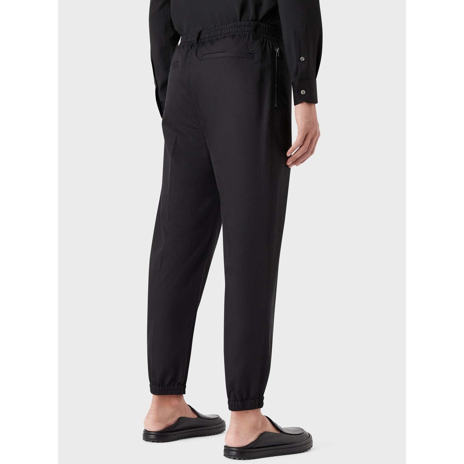 EMPORIO ARMANI DRAWSTRING TROUSERS IN LIGHTWEIGHT LYOCELL-BLEND SATIN - Yooto