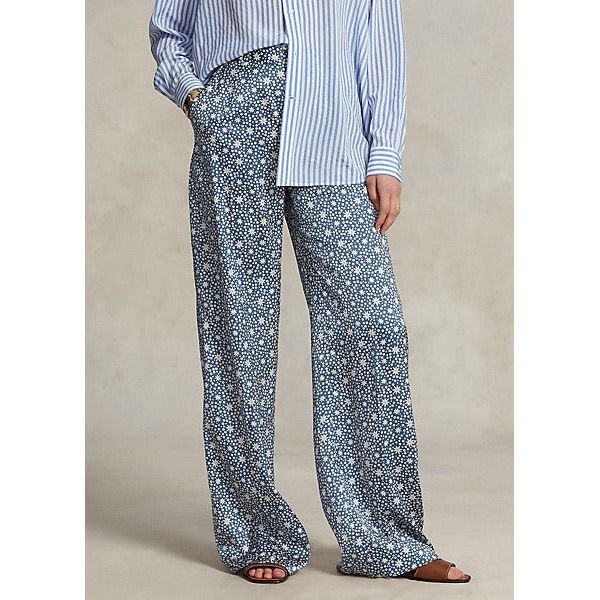 POLO RALPH LAUREN STARBURST-MOTIF SATIN WIDE-LEG TROUSER - Yooto