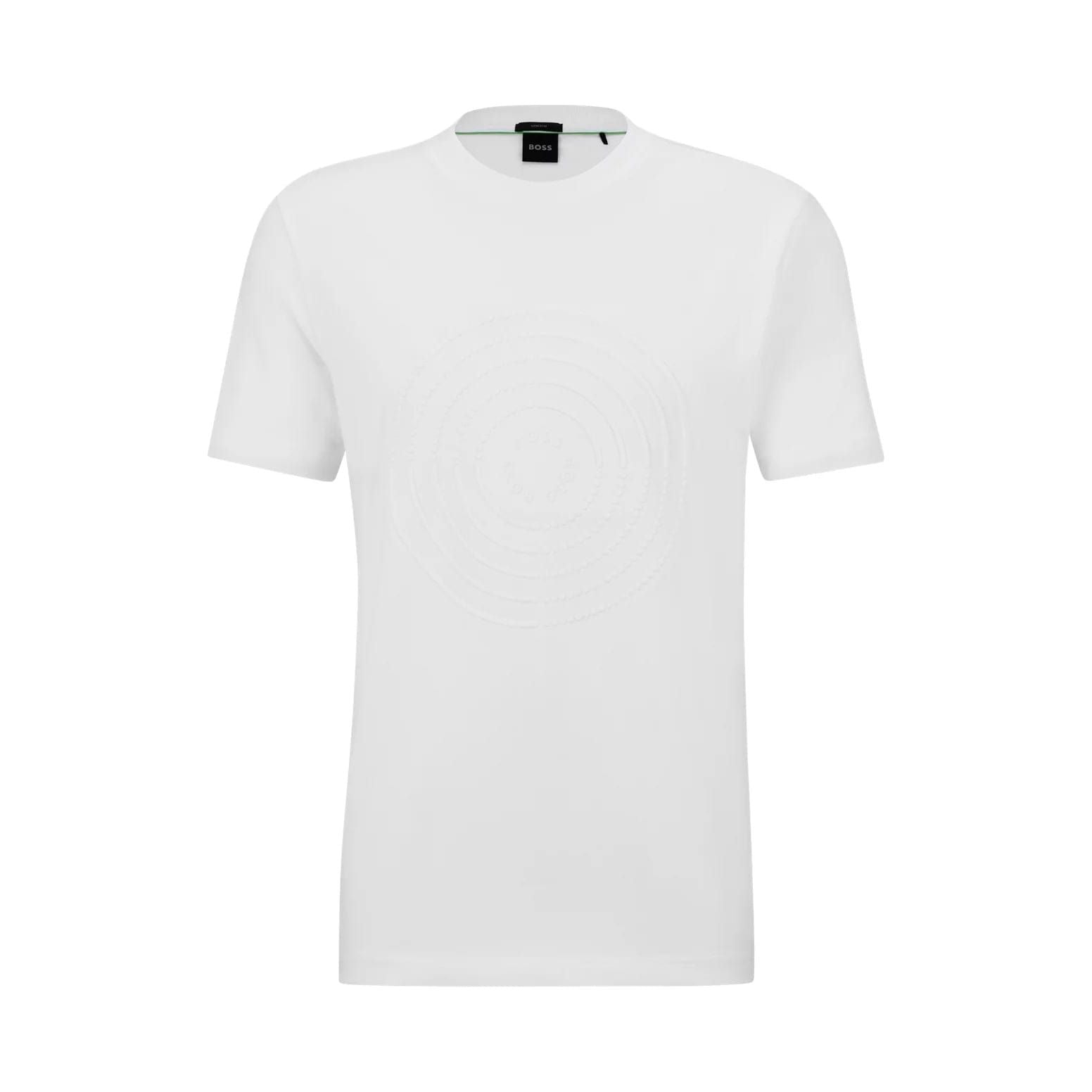 BOSS STRETCH-COTTON T-SHIRT WITH EMBOSSED CIRCULAR ARTWORK AND BRANDING - Yooto