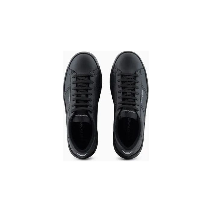 EMPORIO ARMANI LEATHER SNEAKERS WITH CONTRASTING DETAIL - Yooto