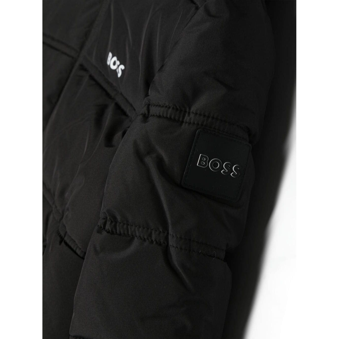 BOSS KIDS LOGO-PRINT PADDED HOODED JACKET - Yooto