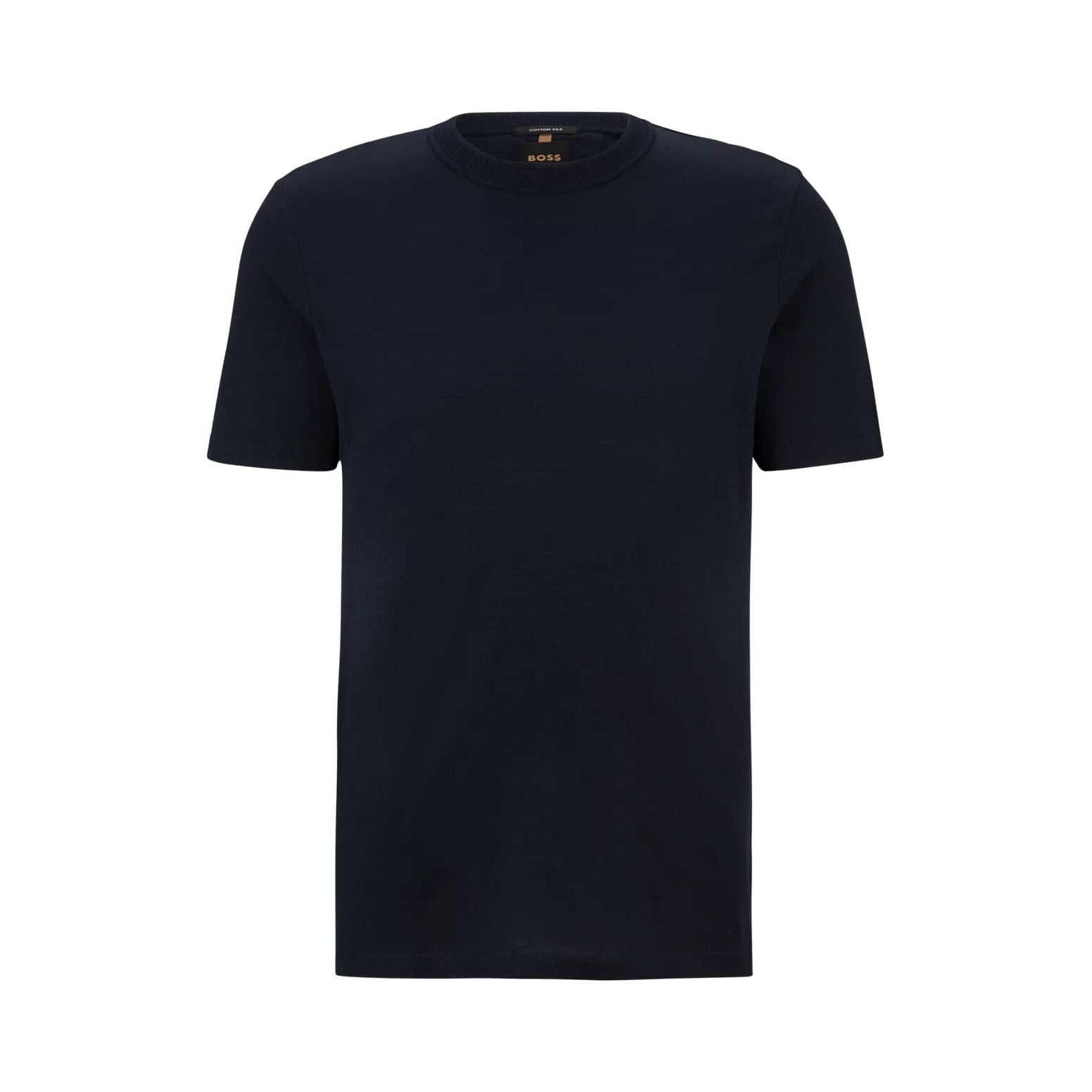 BOSS SILK-COTTON SLIM-FIT T-SHIRT WITH FINELINE STRIPES - Yooto