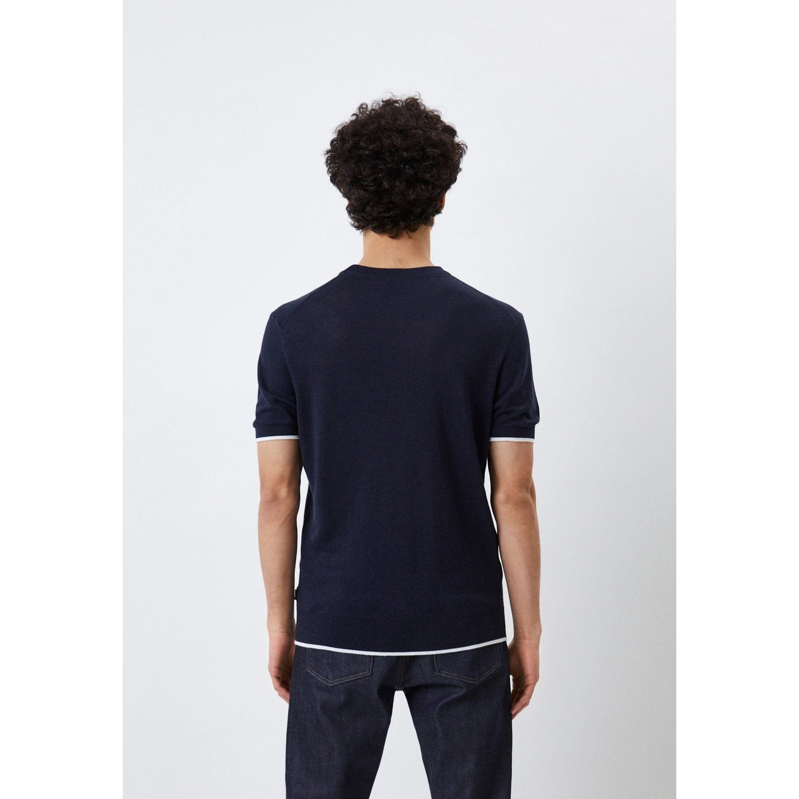 BOSS LINEN-BLEND REGULAR-FIT SWEATER WITH ACCENT TIPPING - Yooto