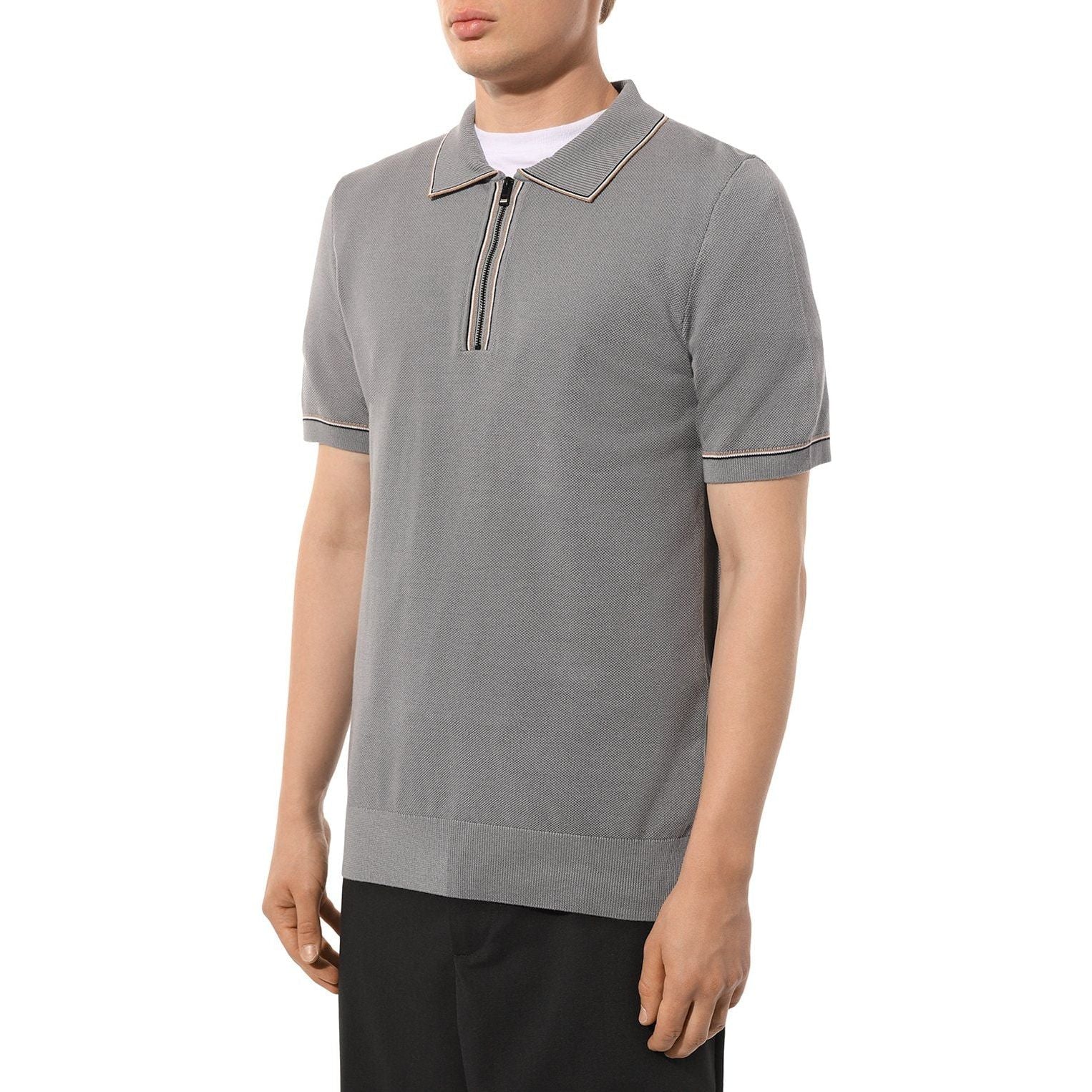 BOSS REGULAR-FIT POLO SWEATER WITH ZIP PLACKET - Yooto