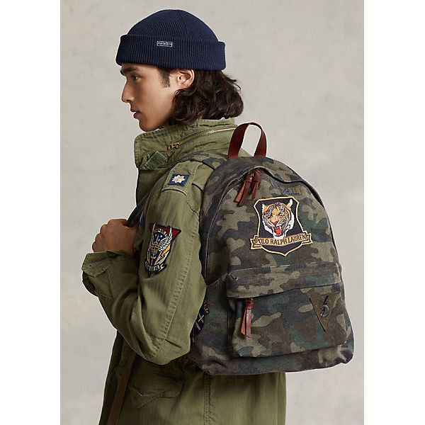 POLO RALPH LAUREN TIGER-PATCH CAMO CANVAS BACKPACK - Yooto