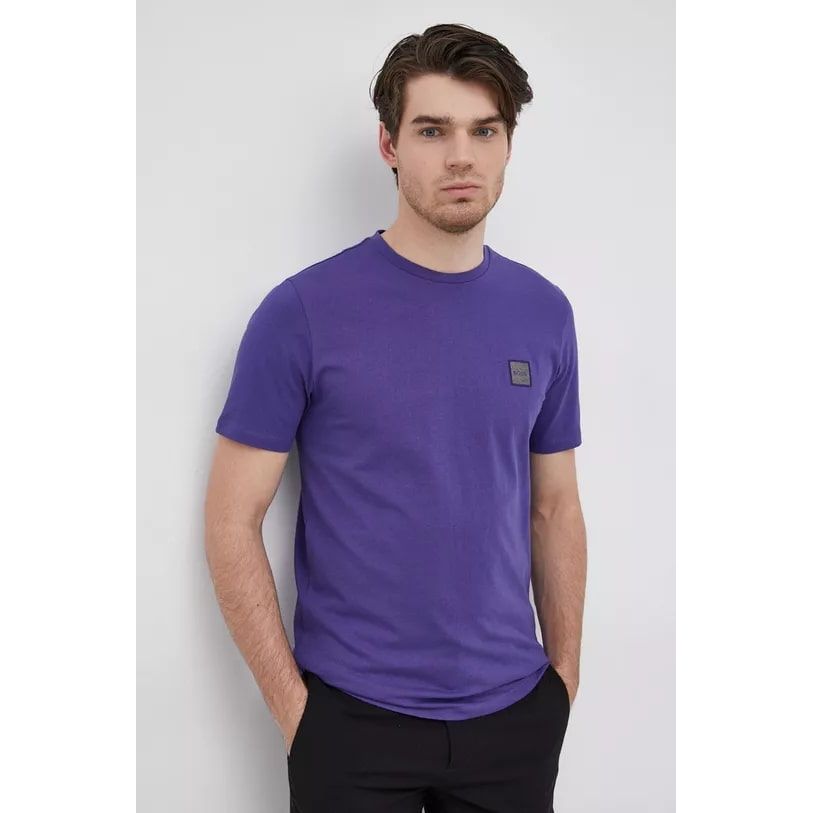 BOSS CREW-NECK T-SHIRT IN ORGANIC COTTON WITH LOGO PATCH - Yooto