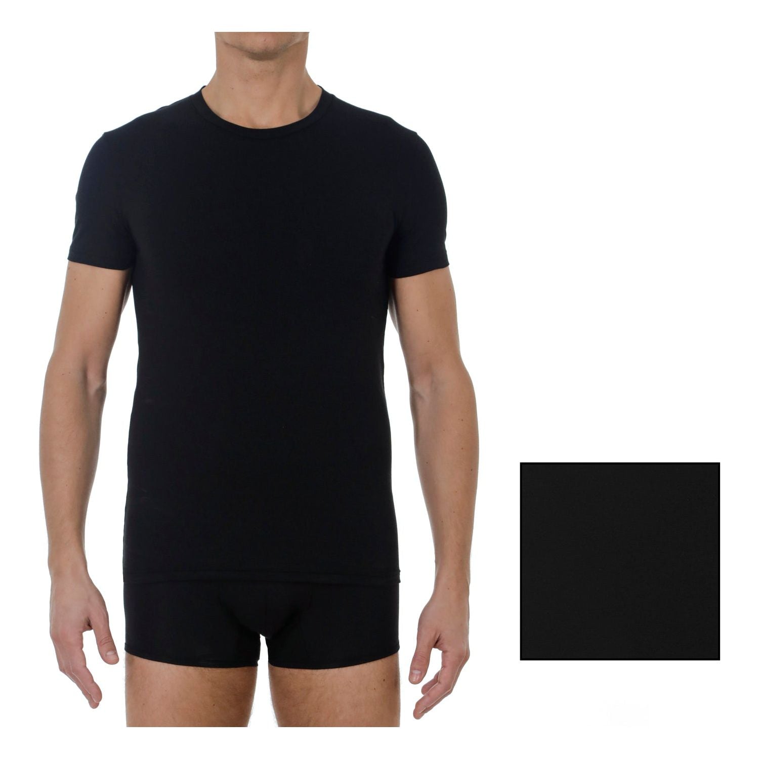 Black Stretch Cotton T-Shirt - Yooto