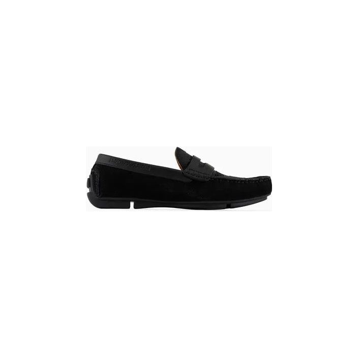 EMPORIO ARMANI MICRO-PERFORATED SUEDE DRIVING LOAFERS - Yooto
