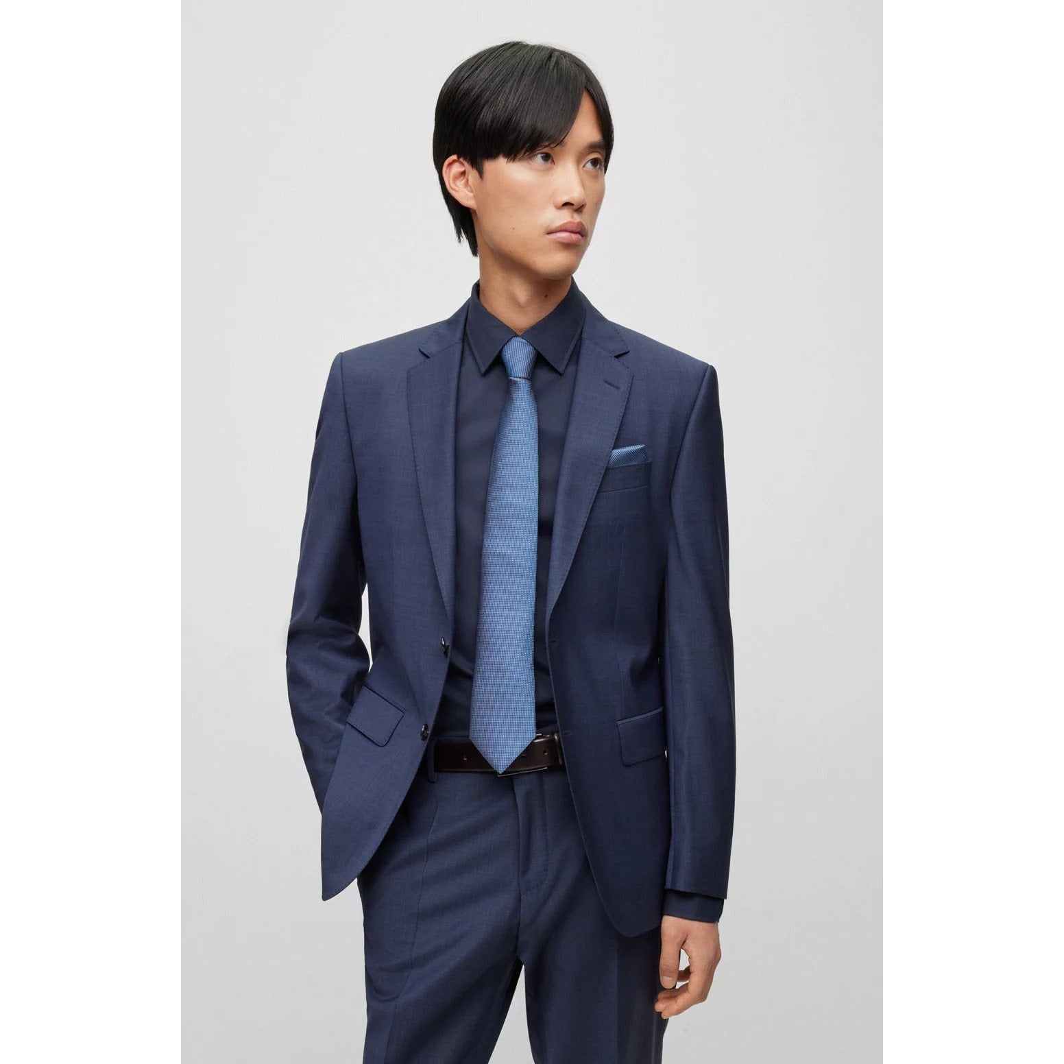 BOSS PATTERNED SILK POCKET SQUARE AND TIE SET - Yooto