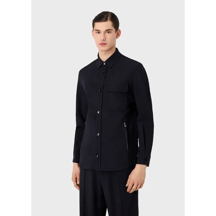 EMPORIO ARMANI TWO-WAY STRETCH TECHNICAL-NYLON SHIRT WITH POCKETS - Yooto