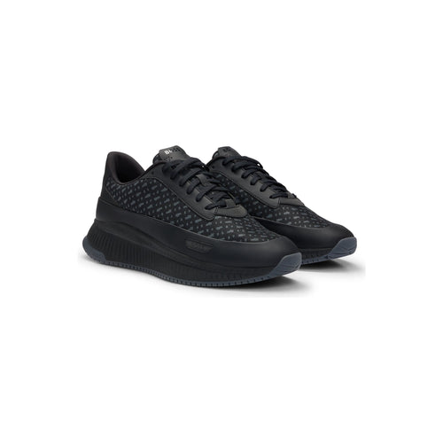 Load image into Gallery viewer, BOSS MONOGRAM-JACQUARD TRAINERS WITH RUBBERIZED FAUX LEATHER - Yooto
