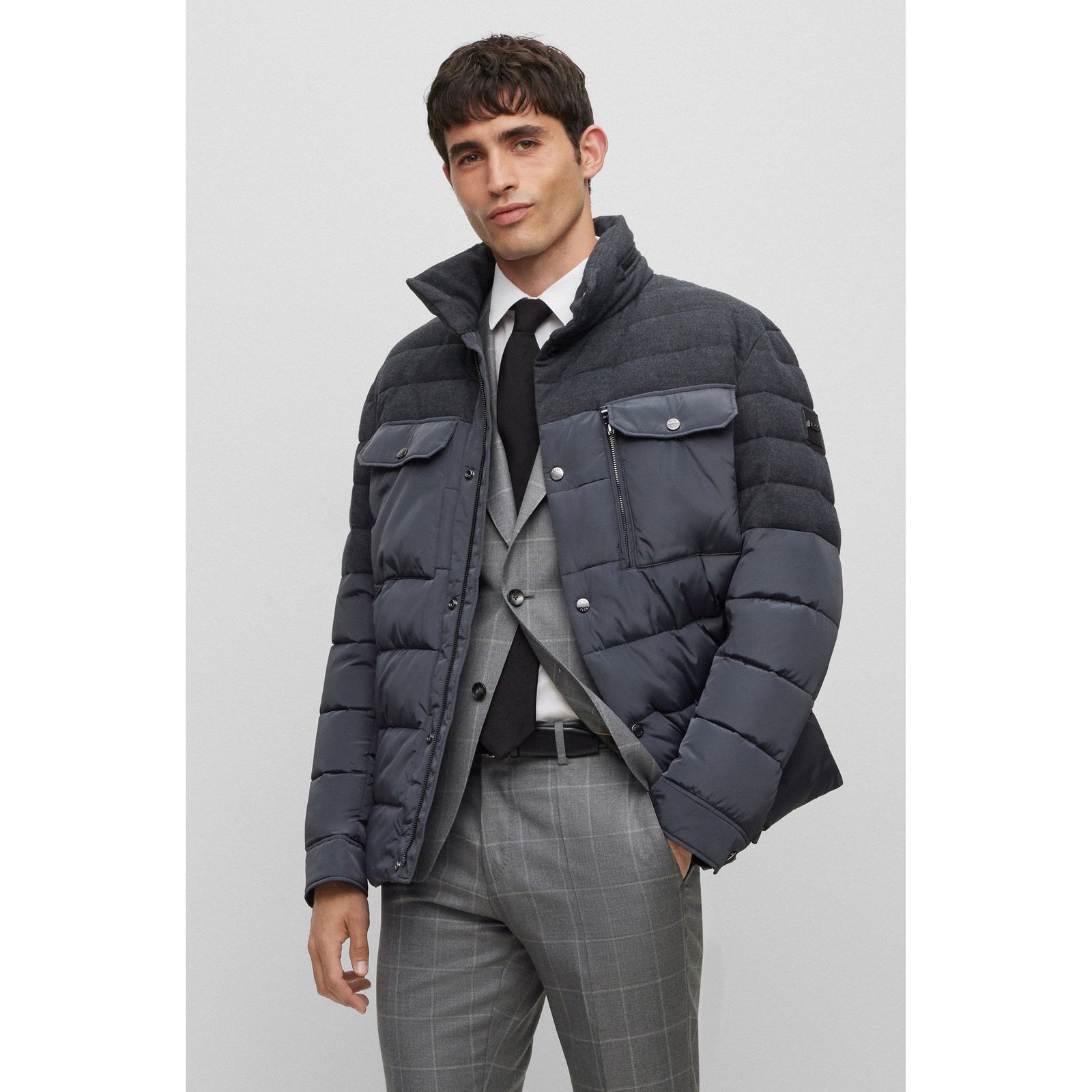 BOSS WATER-REPELLENT PADDED JACKET IN MIXED MATERIALS - Yooto