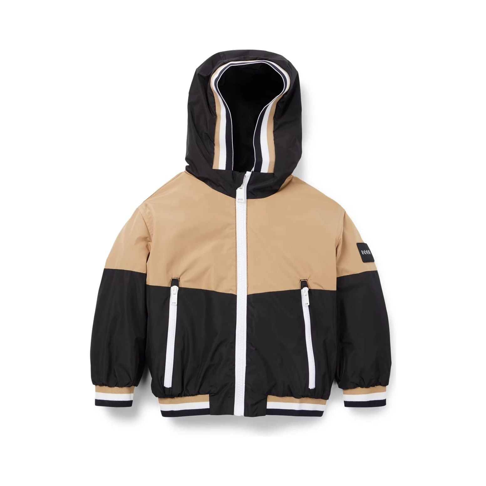 BOSS KIDS' WATERPROOF HOODED JACKET WITH SIGNATURE STRIPES - Yooto