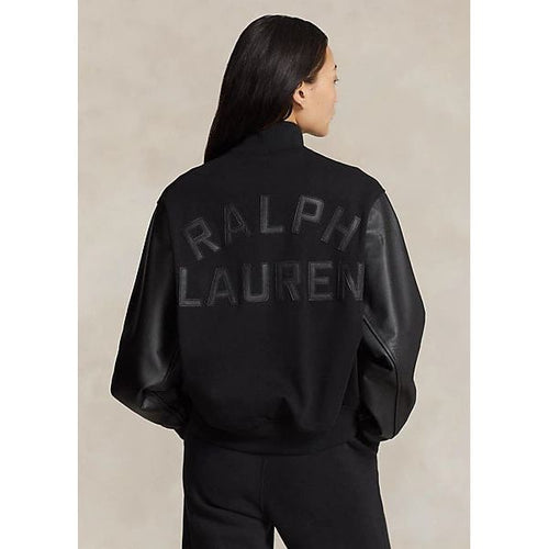 Load image into Gallery viewer, POLO RALPH LAUREN LOGO LEATHER-TRIM FLEECE BOMBER JACKET - Yooto
