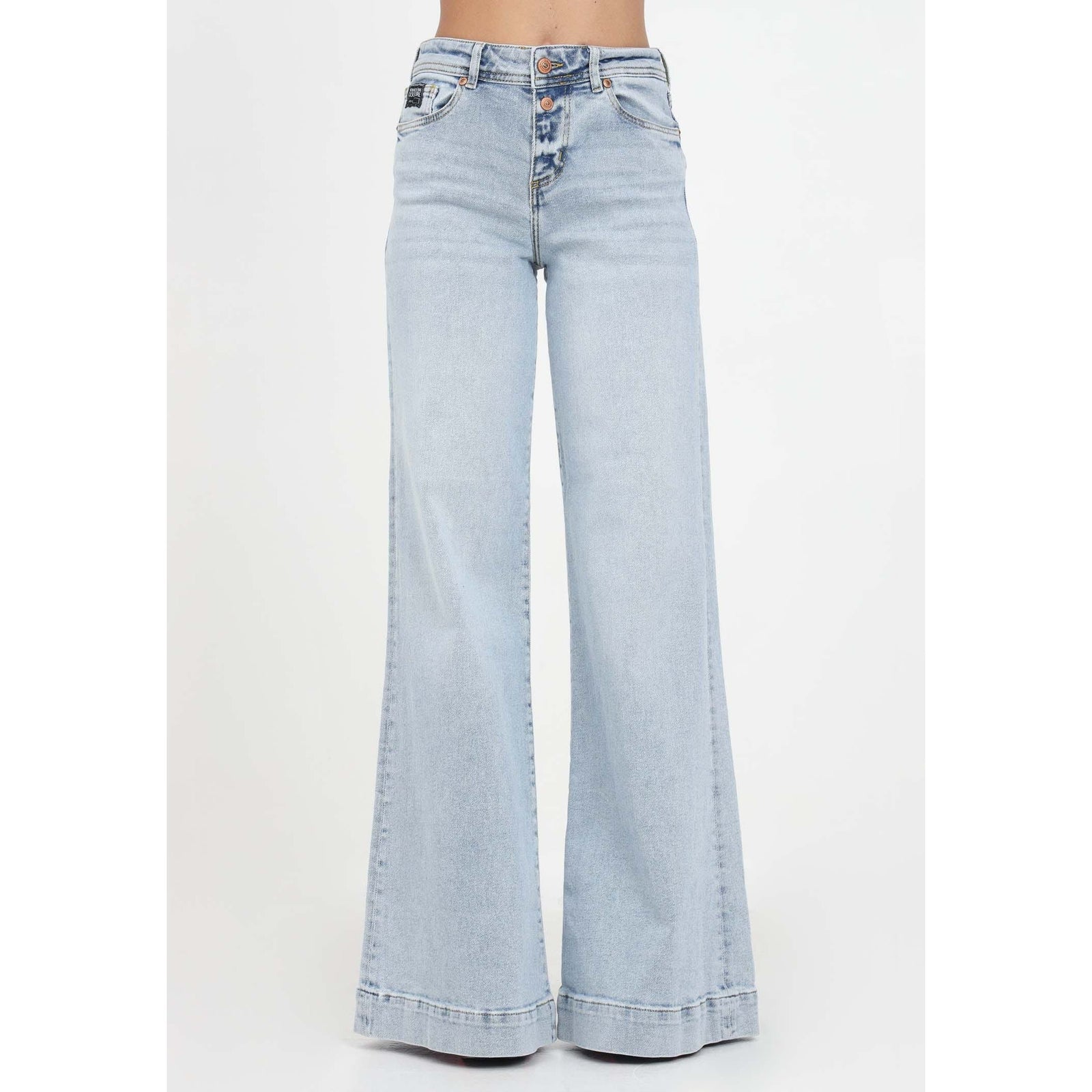 VERSACE JEANS COUTURE WIDE LEG JEANS WITH EMBROIDERED LOGO - Yooto