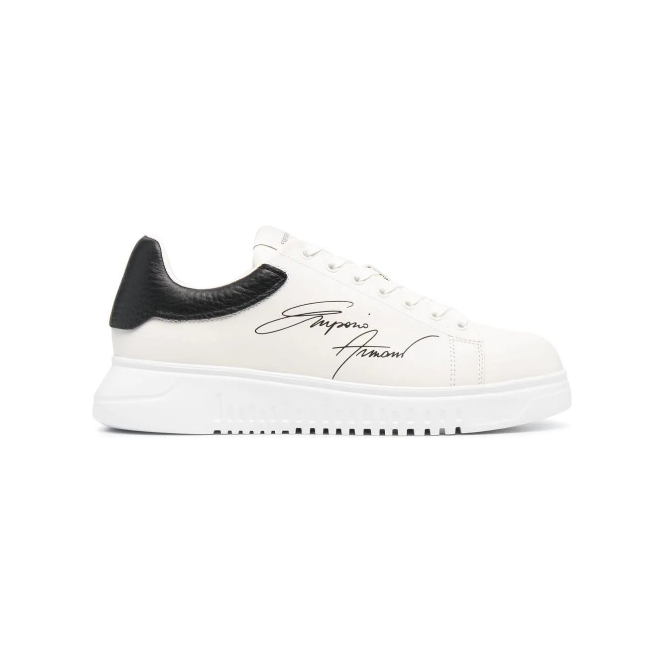 EMPORIO ARMANI SIGNATURE LOGO PRINT LEATHER SNEAKERS Yooto