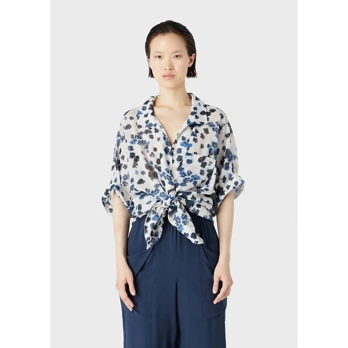 EMPORIO ARMANI MARE CAPSULE COLLECTION OVERSIZED SHIRT IN BATIK FLORAL-PRINT MUSLIN - Yooto