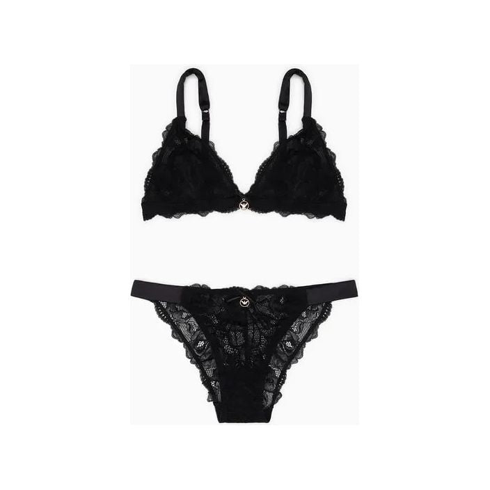 EMPORIO ARMANI SUSTAINABILITY VALUES ETERNAL LACE RECYCLED LACE BRA AND BRAZILIAN BRIEFS SET - Yooto