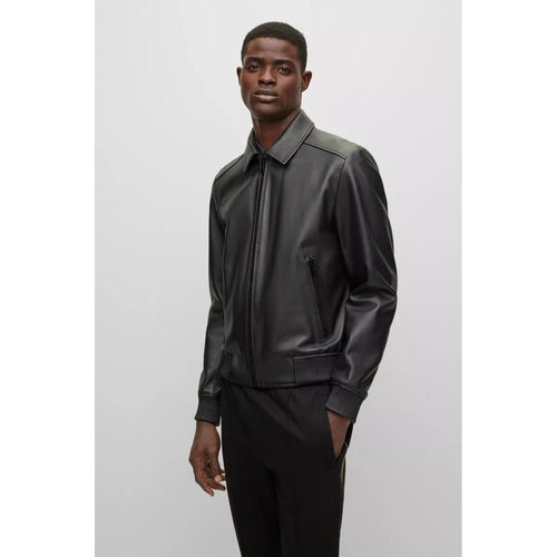 Load image into Gallery viewer, BOSS NAPPA-LEATHER BOMBER JACKET WITH WING COLLAR - Yooto
