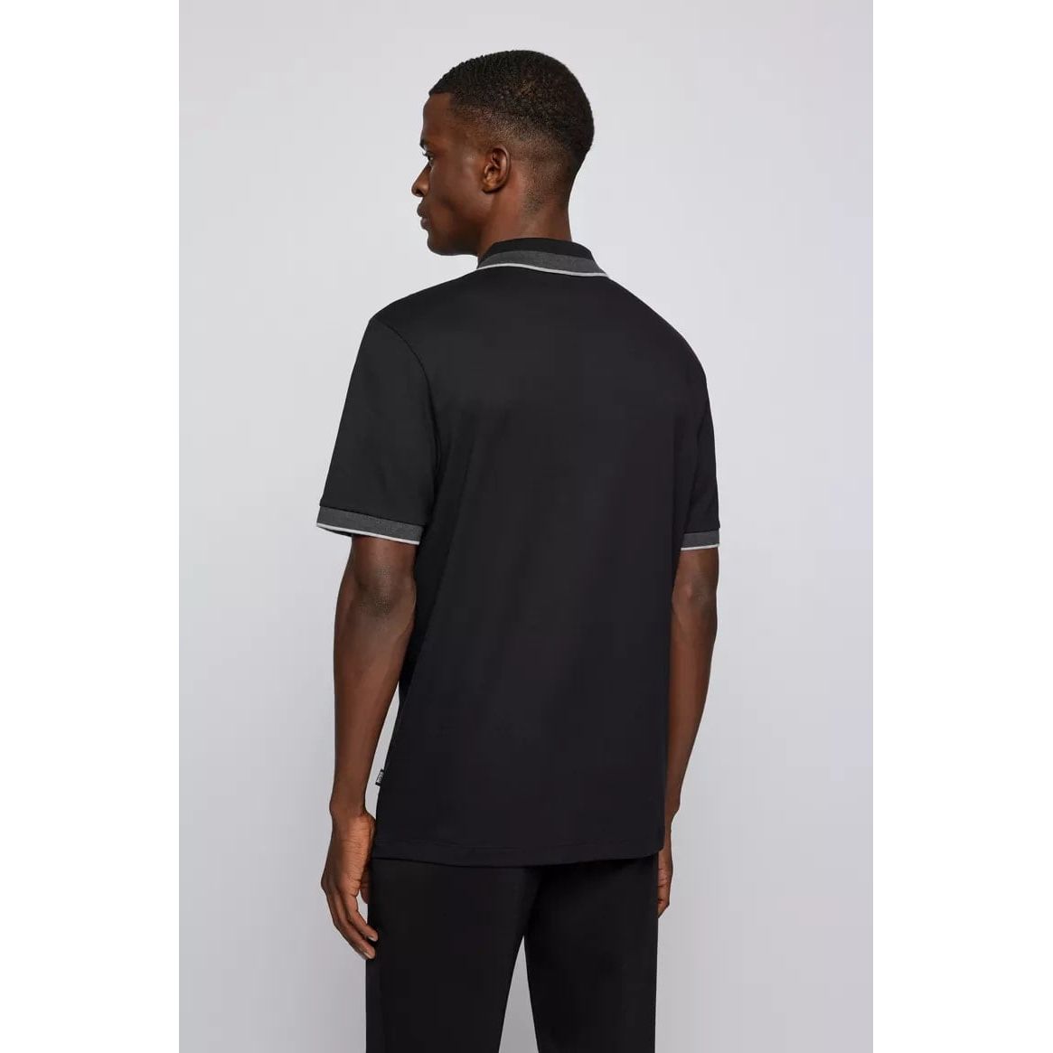 BOSS INTERLOCK-COTTON POLO SHIRT WITH COLOUR-BLOCKED COLLAR - Yooto