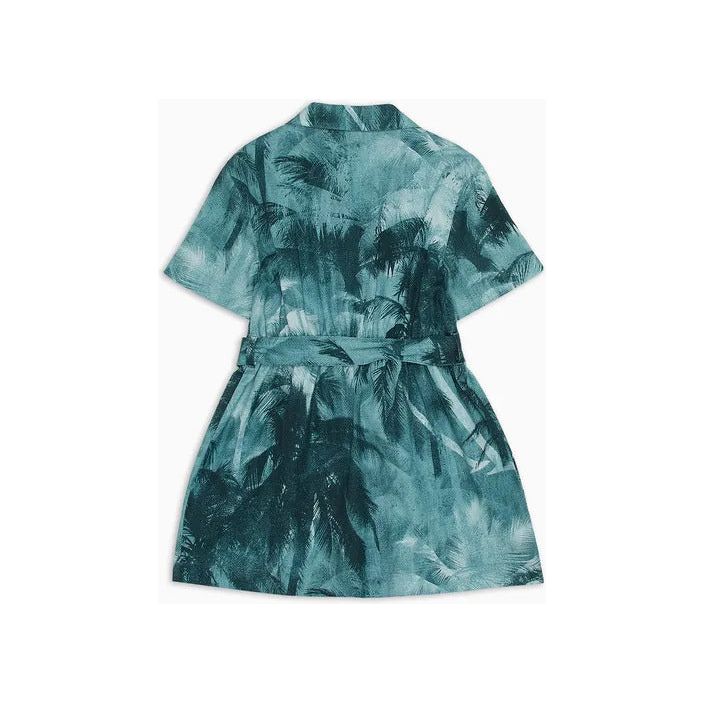 EMPORIO ARMANI KIDS ASV LYOCELL DRESS WITH SHORT SLEEVES AND ALL-OVER PALM-TREE PRINT - Yooto