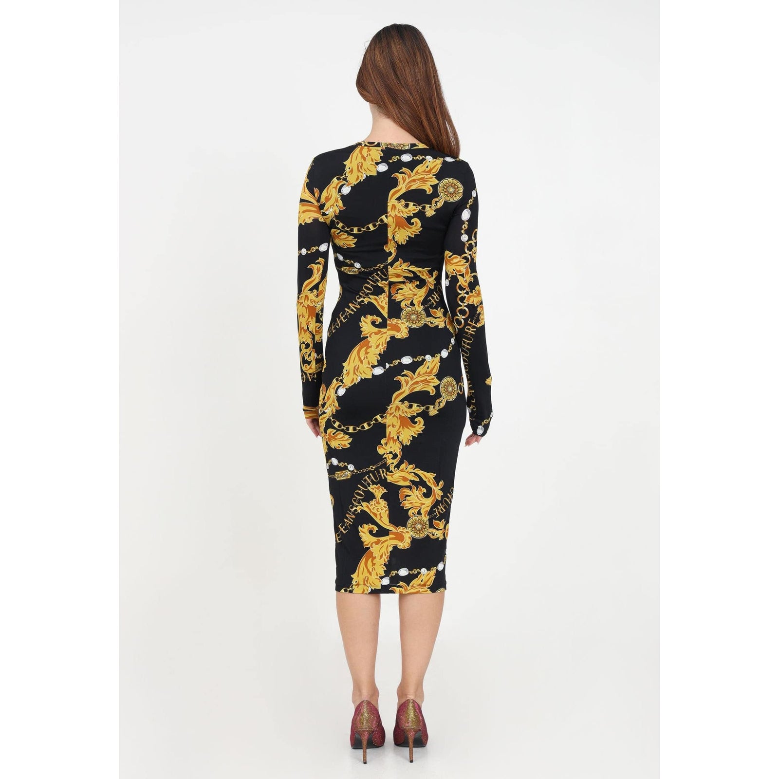 VERSACE JEANS COUTURE DRESS WITH CHAIN COUTURE PRINT - Yooto