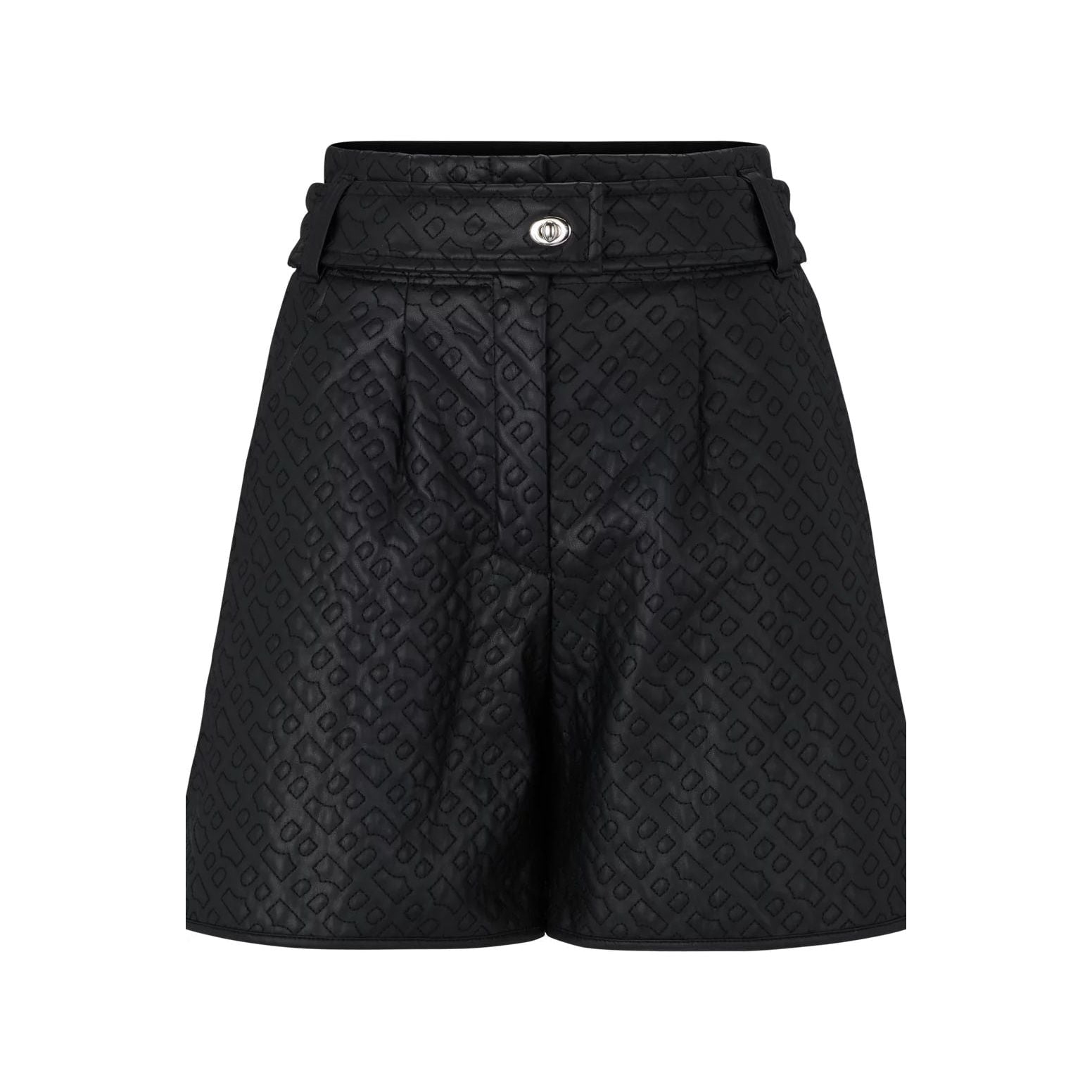 BOSS RELAXED-FIT SHORTS IN MONOGRAM-EMBOSSED FAUX LEATHER - Yooto