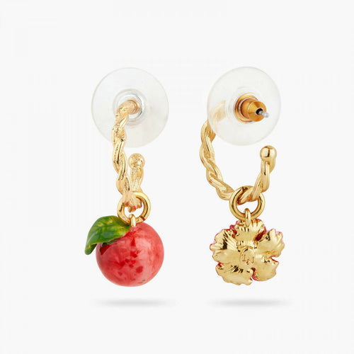 Load image into Gallery viewer, PEACH AND PEACH BLOSSOM TWISTED POST HOOP EARRINGS - Yooto
