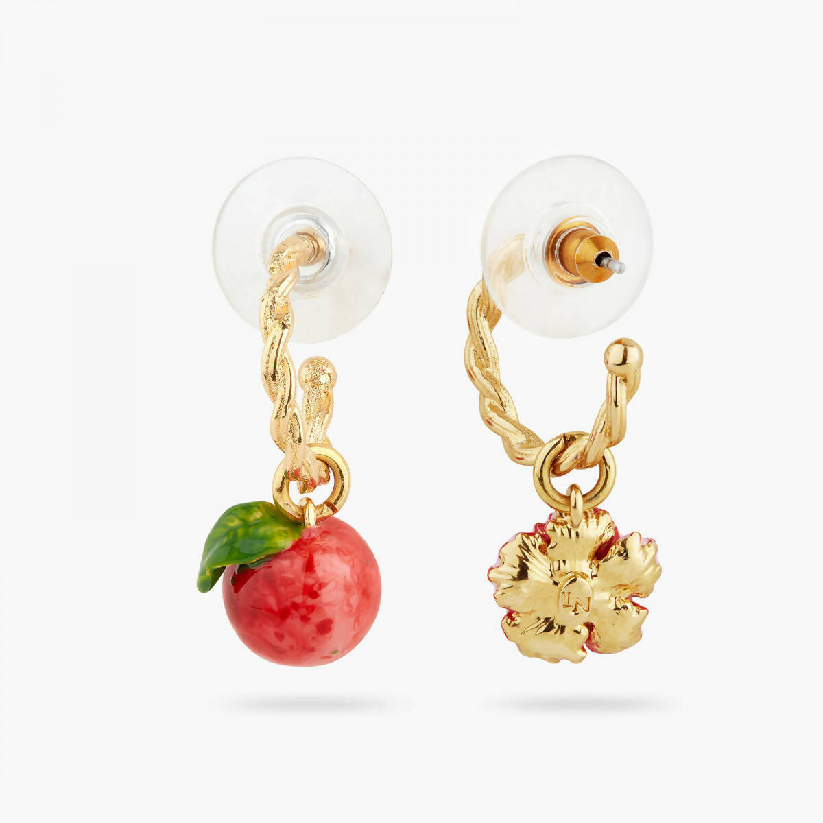 PEACH AND PEACH BLOSSOM TWISTED POST HOOP EARRINGS - Yooto