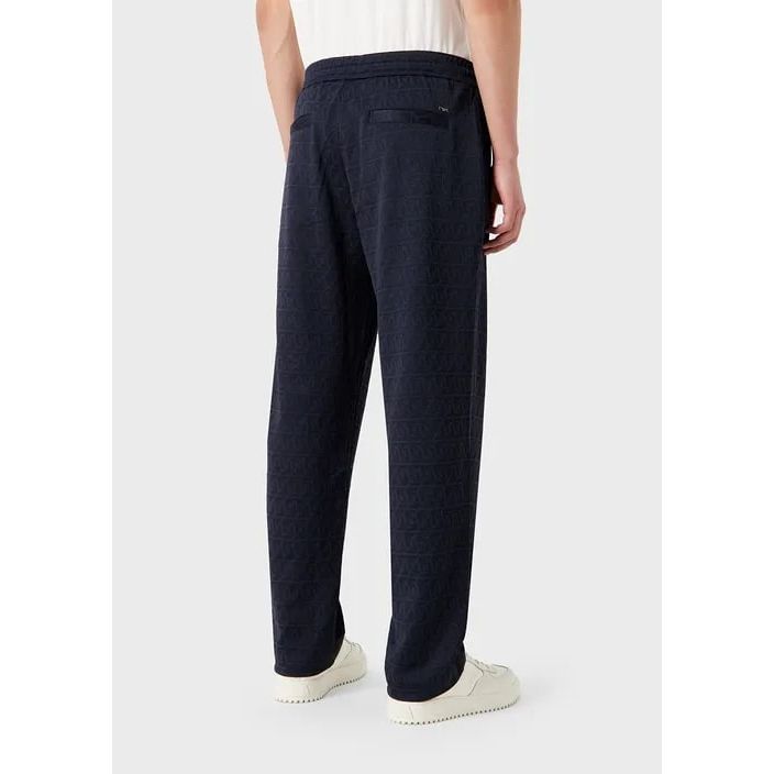 EMPORIO ARMANI JERSEY DRAWSTRING TROUSERS WITH EMBOSSED JACQUARD STYLIZED EAGLE - Yooto