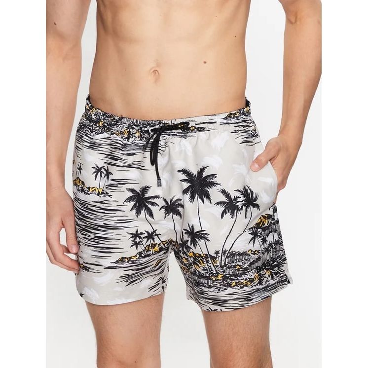 BOSS SEASONAL-PRINT SWIM SHORTS IN QUICK-DRYING RECYCLED FABRIC - Yooto