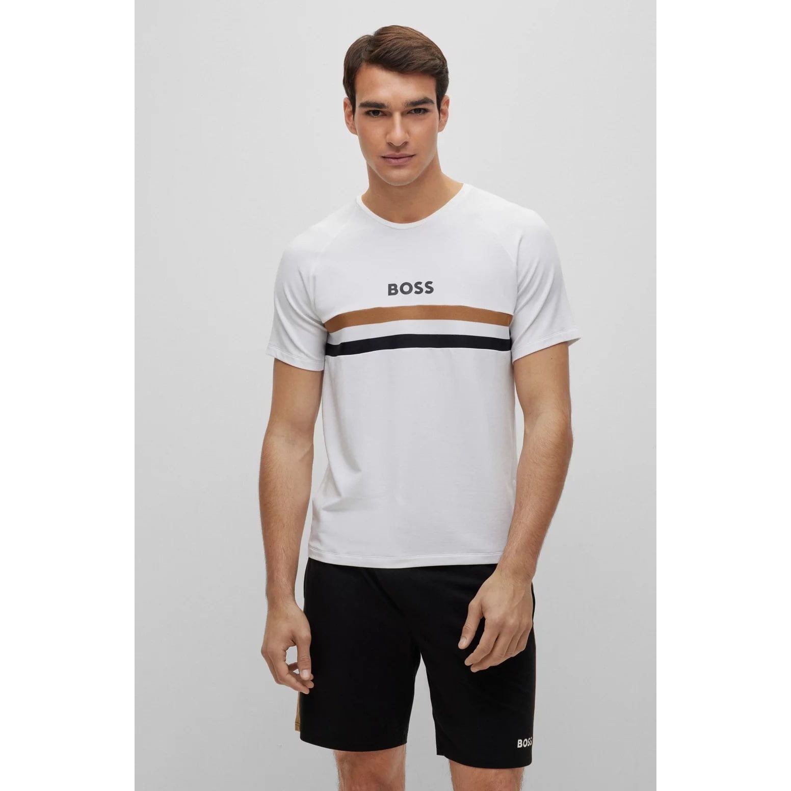 BOSS REGULAR-FIT T-SHIRT WITH SIGNATURE STRIPE AND LOGO - Yooto