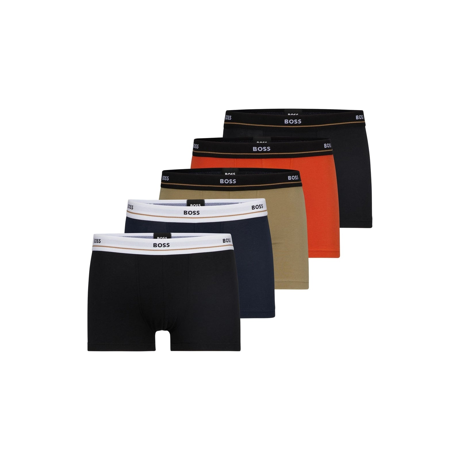 BOSS FIVE-PACK OF STRETCH-COTTON TRUNKS WITH LOGO WAISTBANDS - Yooto
