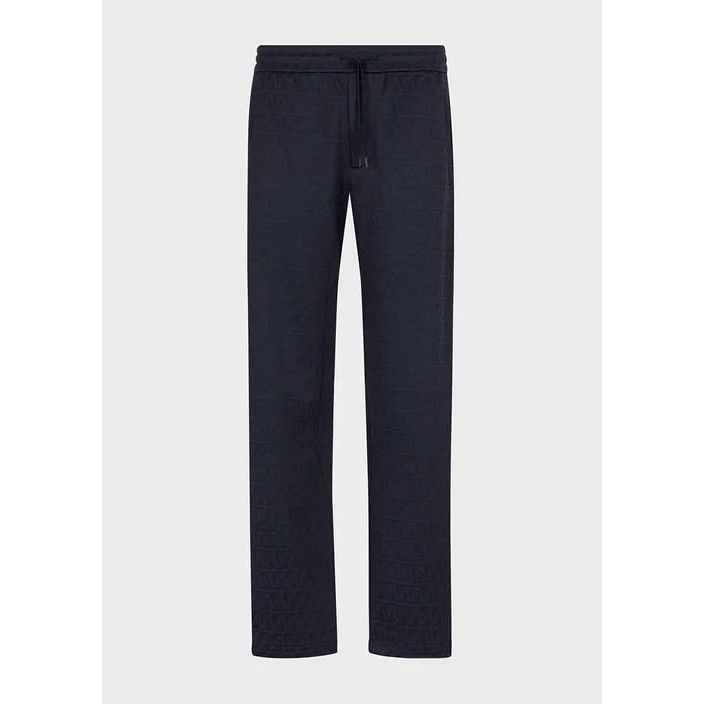 EMPORIO ARMANI JERSEY DRAWSTRING TROUSERS WITH EMBOSSED JACQUARD STYLIZED EAGLE - Yooto